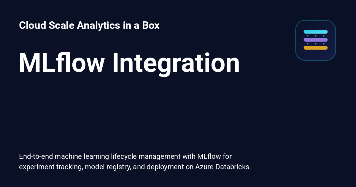 MLflow Integration - Cloud Scale Analytics in a Box
