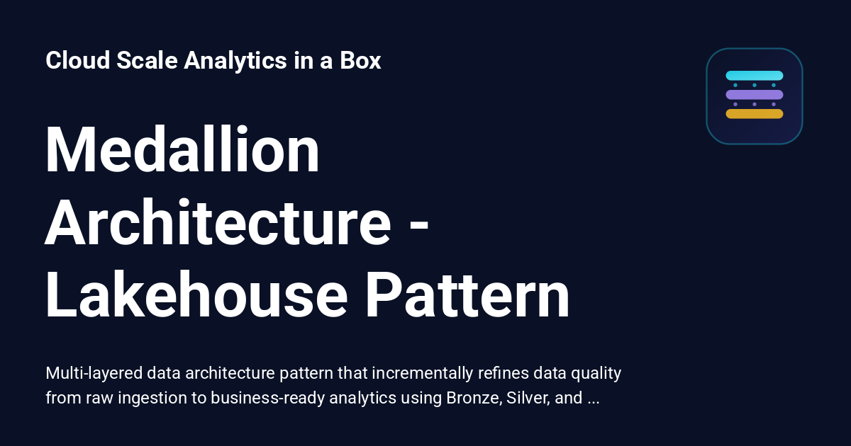 Medallion Architecture - Lakehouse Pattern - Cloud Scale Analytics in a Box