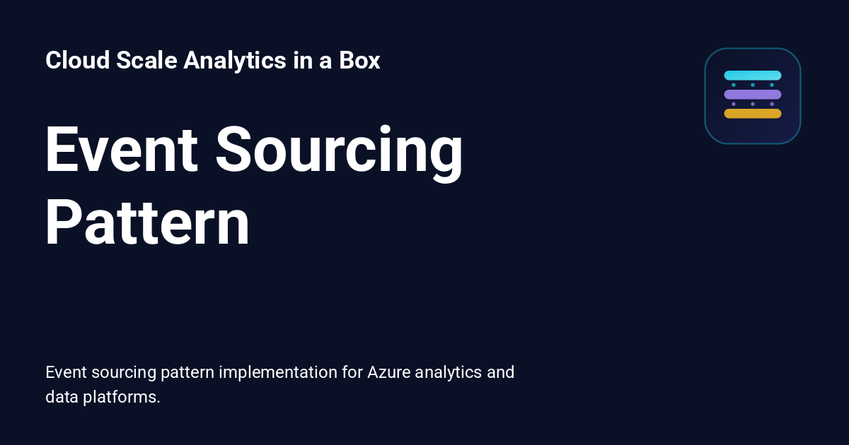 Event Sourcing Pattern - Cloud Scale Analytics in a Box
