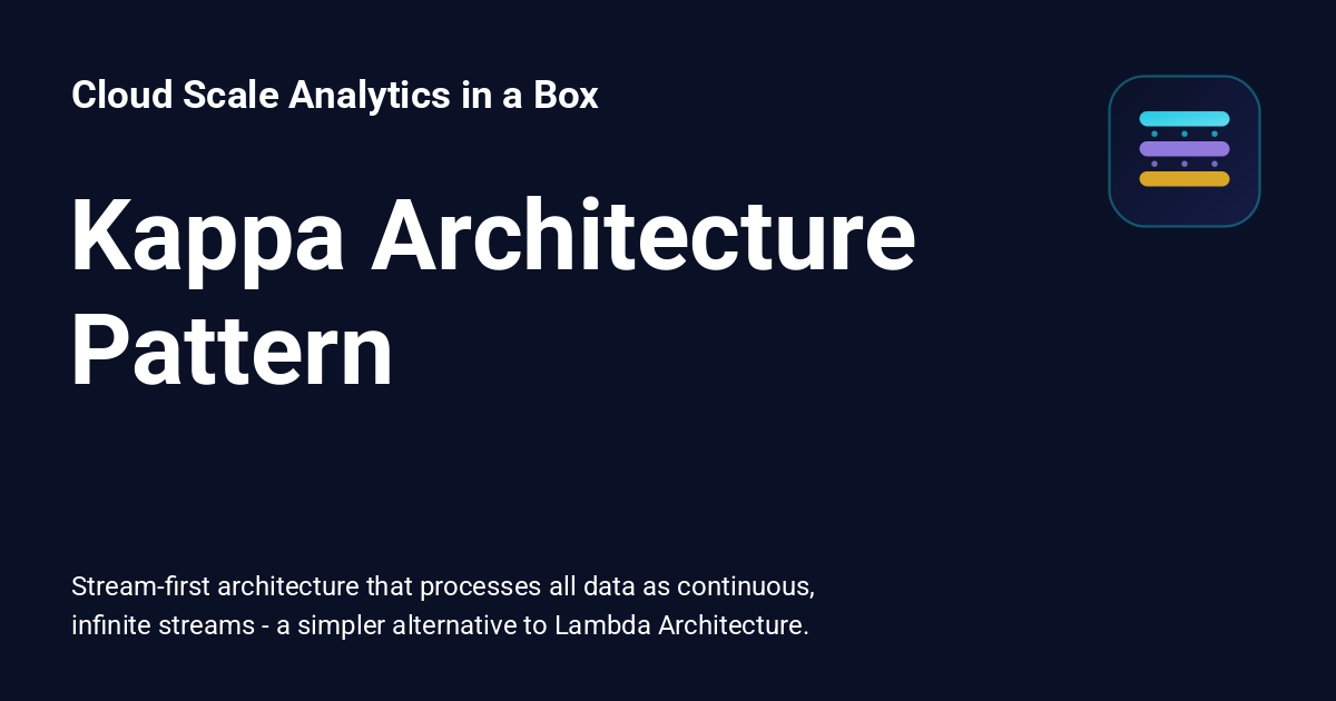 Kappa Architecture Pattern - Cloud Scale Analytics in a Box