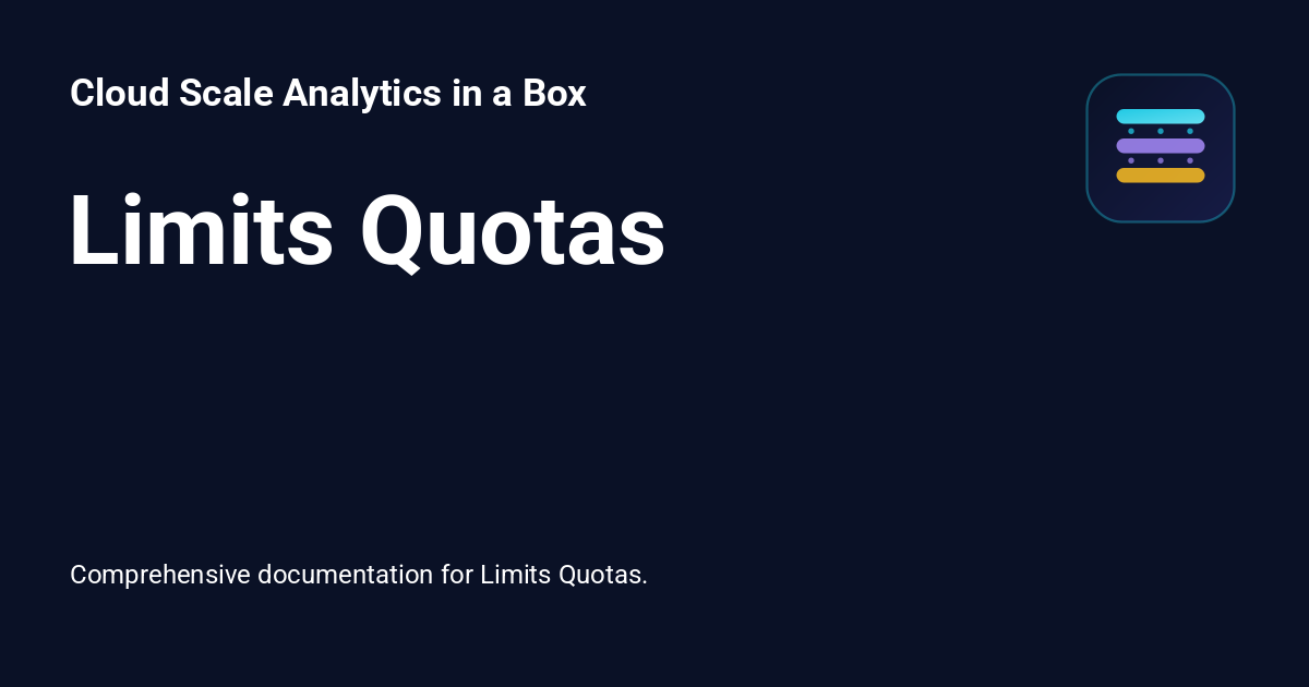Limits Quotas - Cloud Scale Analytics in a Box