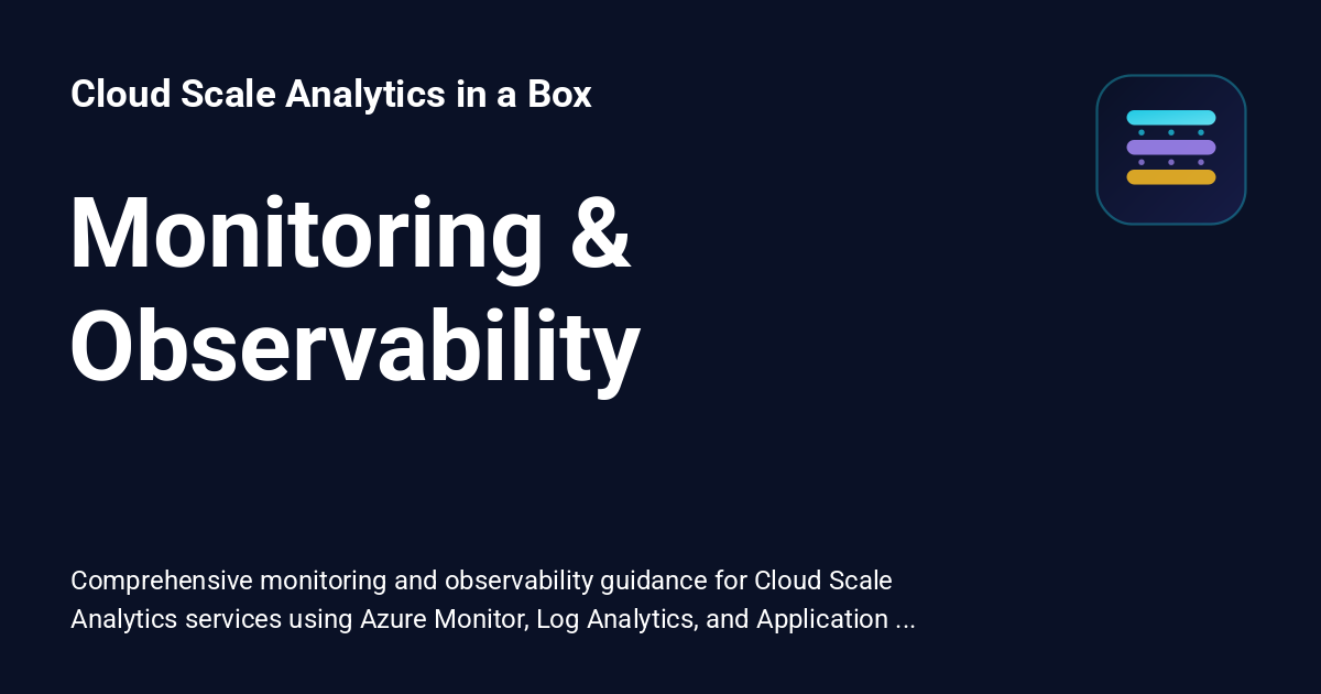 Monitoring & Observability - Cloud Scale Analytics in a Box