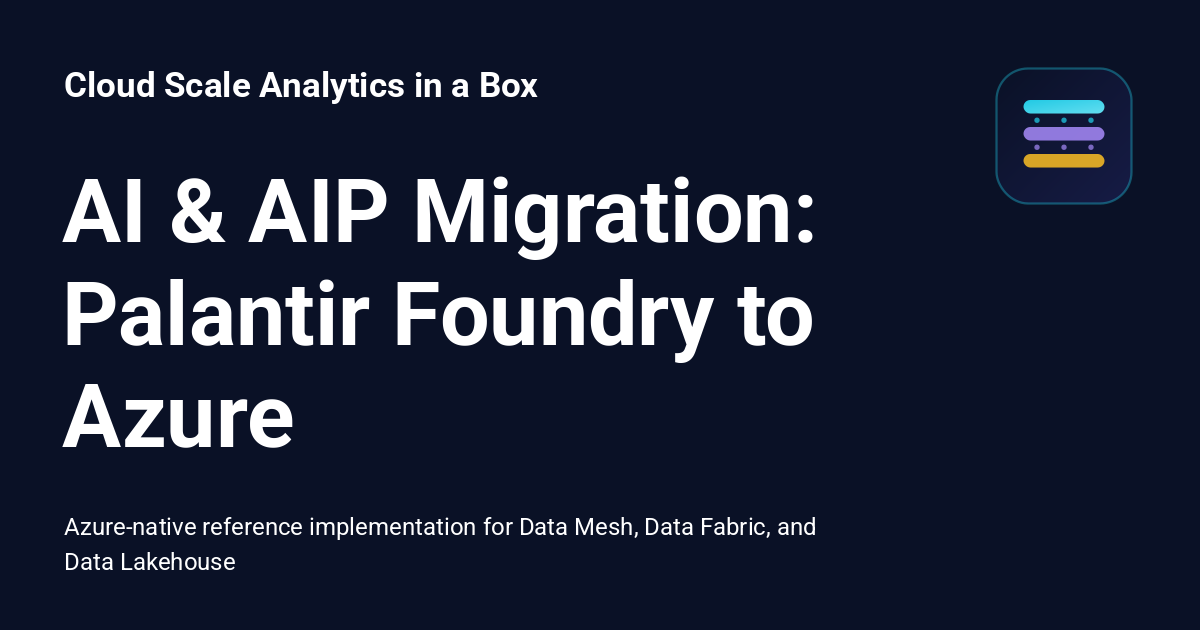 AI & AIP Migration: Palantir Foundry to Azure - Cloud Scale Analytics ...