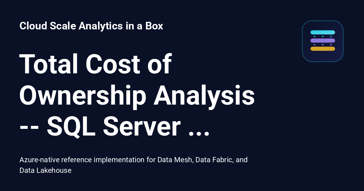 Total Cost of Ownership Analysis -- SQL Server On-Premises vs Azure SQL ...