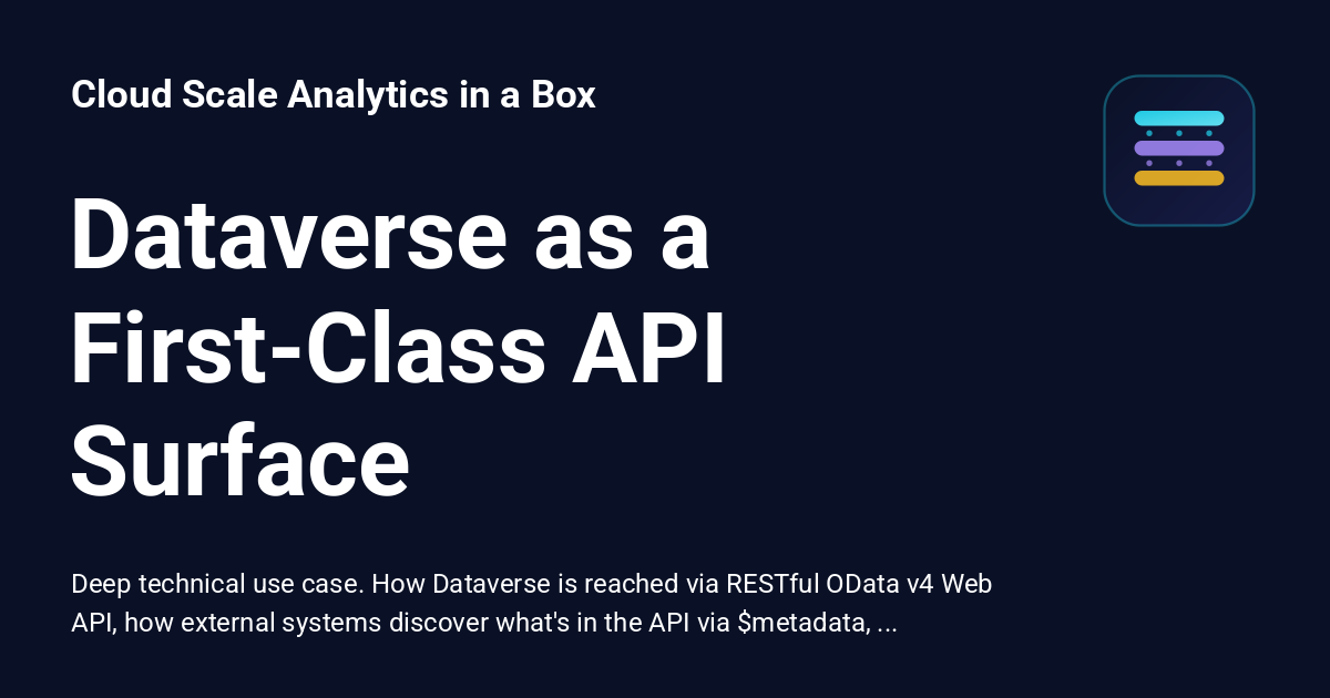 Dataverse as a First-Class API Surface - Cloud Scale Analytics in a Box