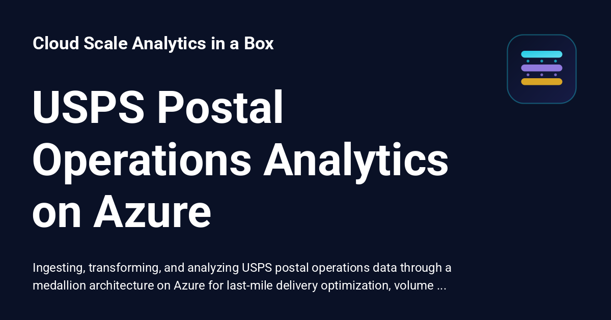 Postal System Visual USPS Postal Operations Analytics on Azure - Cloud Scale Analytics in a Box